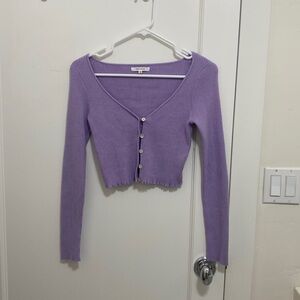 Women’s Pacsun cropped purple button up sweater- Size XS